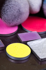 Brush with natural bristles for professional makeup, closeup, co