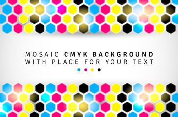 Abstract mosaic background from CMYK hexagons