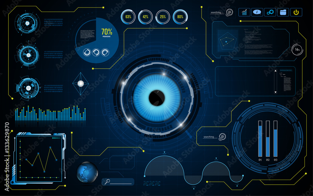 Poster hud interface screen smart ui system technology security concept background