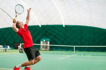 Tennis serve by professional tennis player