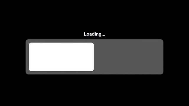 A loader animation: a growing horizontal bar with a small text over it. Use: fake mock video buffering, simulate Android / iPhone apps, YouTube buffering / loading.
