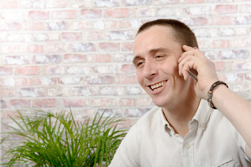 Handsome man using smartphone