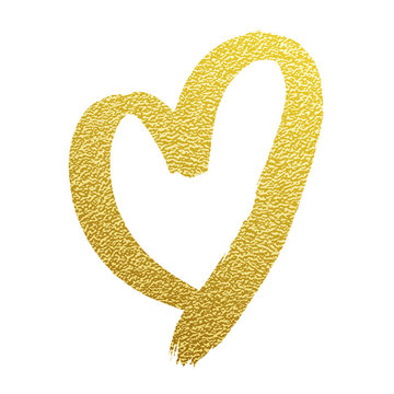 Heart gold glitter vector hand drawn icon