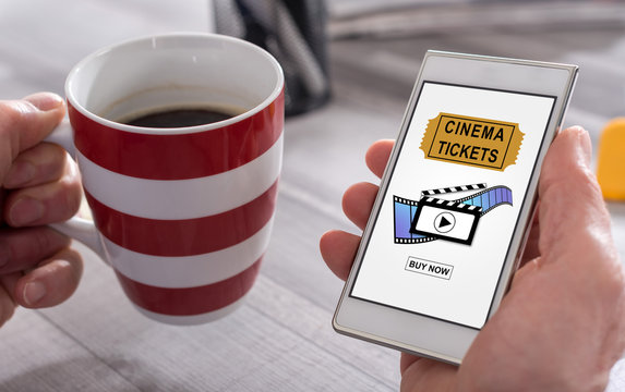 Online cinema tickets booking concept on a smartphone