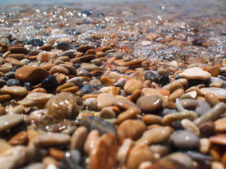 pebble and sand underwater in the beach for your background and texture