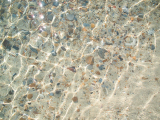 Naklejka premium pebble and sand underwater in the beach for your background and texture