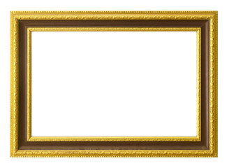antique golden frame isolated on white background