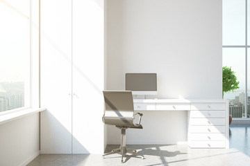 Modern interior with white workplace