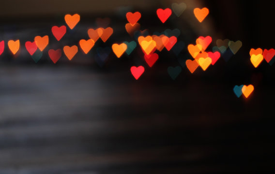 Heart bokeh background on Valentine's day