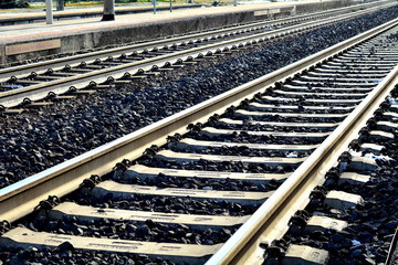 The rails of a track for the train