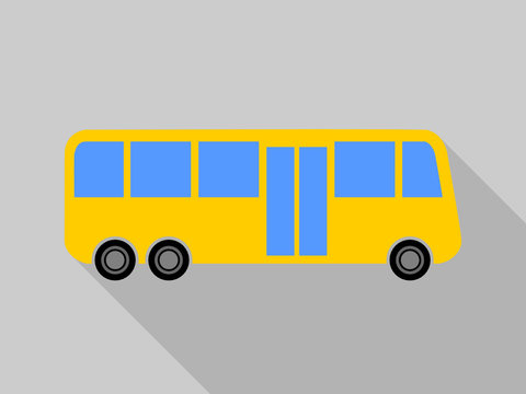 Flat design cartoon bus vector icon. 