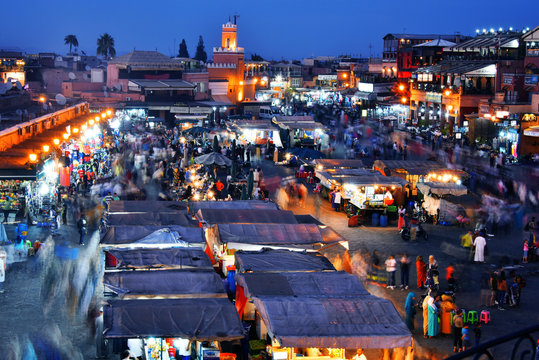 Jemaa el-Fnaa square in Medina of Marrakesh, Morocco