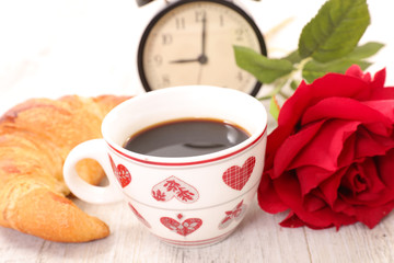 coffee and croissant for valentine