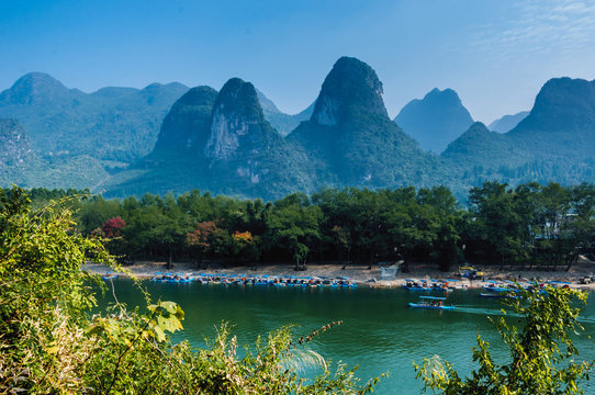 Karst mountains and Lijiang River scenery
