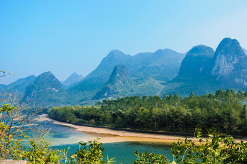 Karst mountains and Lijiang River scenery
