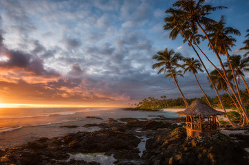 Sunset on the tropical island of Upolu, Samoa - obrazy, fototapety, plakaty