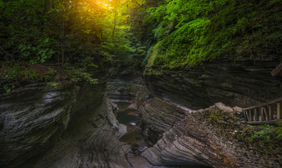 Watkins Glen Rainbow Falls Bridge 