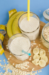 Useful banana smoothie with oatmeal ,vegetarian breakfasts
