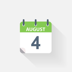 Fototapeta premium 4 august calendar icon