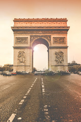 Fototapeta na wymiar Paris Triumphal arch in sunset