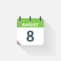 8 august calendar icon