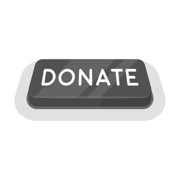 Donate button icon in monochrome style isolated on white background. Charity and donation symbol stock vector illustration.
