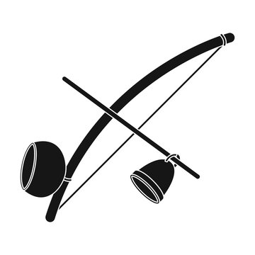 Berimbau icon in black style isolated on white background. Brazil country symbol stock vector illustration.