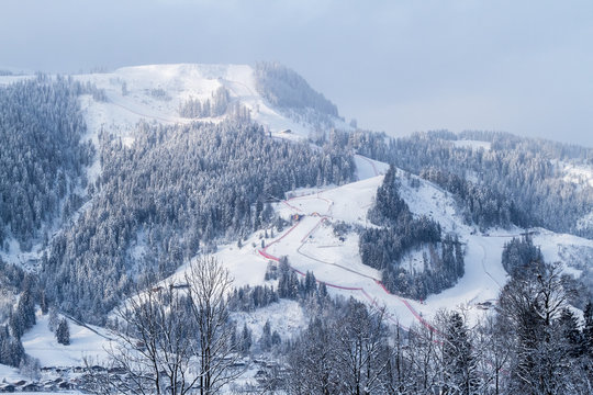 City Of Kitzbühel With Hahnenkamm And Streif