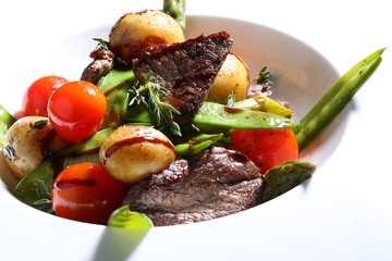 Grilled meat with grilled vegetables