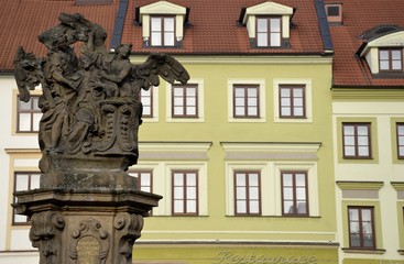 Obraz premium Architecture from Hradec Kralove and cloudy sky