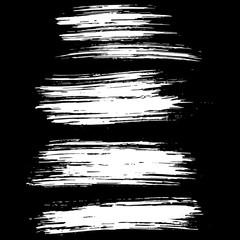 Black ink vector brush strokes isolated on black background. Vector illustration. Grunge texture.