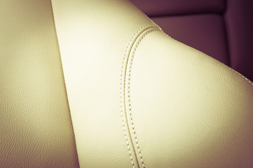 Modern sport car white leather interior