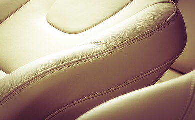 Modern sport car white leather interior