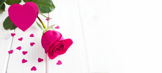 Pink rose and small hearts