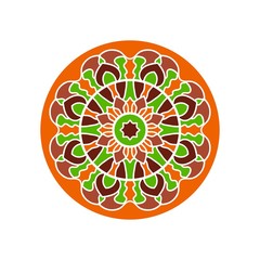 Kaleidoscope big bud. Oriental pattern illustration. Flower background