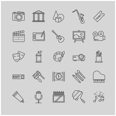 Fototapeta premium Outline icons set - art, entertament, drawning tools