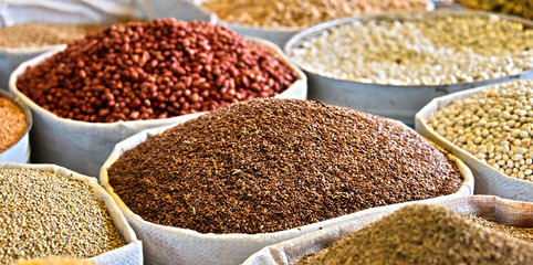 Dried food products on the arab street market stall