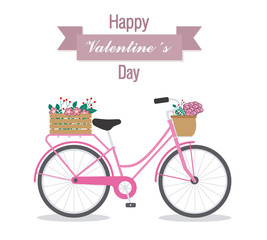 Great card for Valentine's Day. Cute bike with flowers