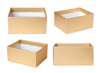 Empty paper boxes isolated on white background
