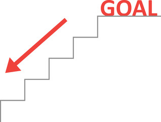 Vector stairs with red goal and arrow down