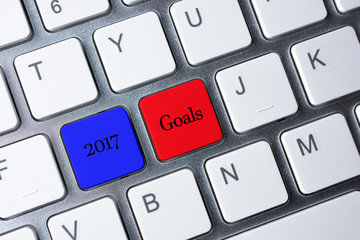 2017 Goals button on white computer keyboard