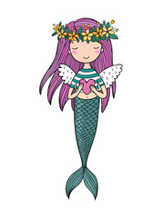 Beautiful little mermaid. Siren. Sea theme.