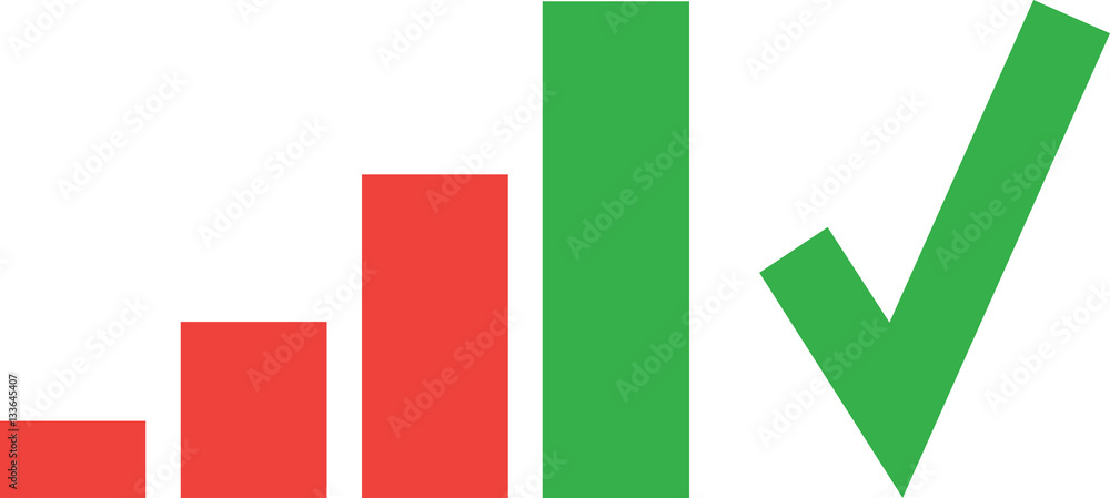Poster bar chart with check mark