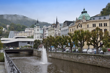 Fototapeta na wymiar Karlovy Vary (Carlsbad), Tepla river. Czech Republic.