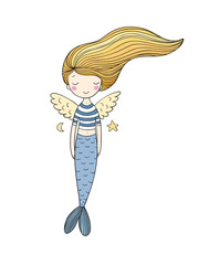 Beautiful little mermaid. Siren. Sea theme.