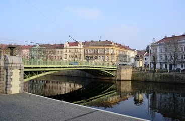 Obraz premium Architecture from Hradec Kralove and cloudy sky