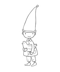 Cute little gnome and bird.