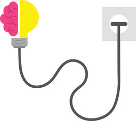 Brain and light bulb plugged