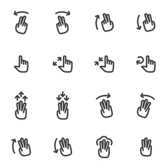 Set of vector icons, and logos hands, fingers, gestures, movement touch screen.