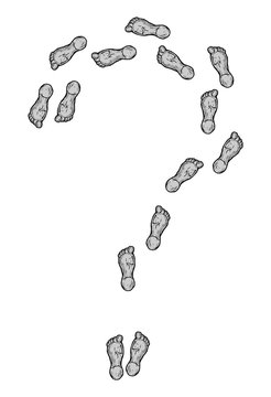 Question mark, formed by the footprints